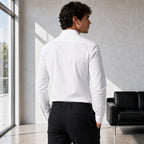 Стилна мъжка елегантна риза с дълъг ръкав - Shirt4 white lifestyle back