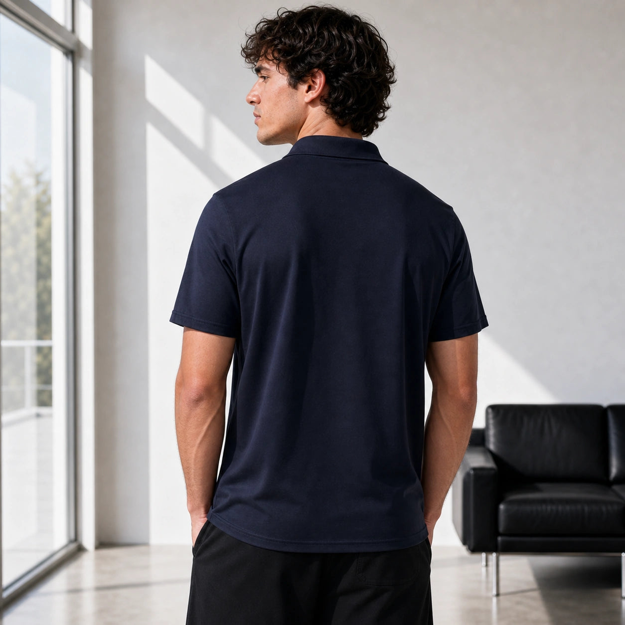 Стилна мъжка поло тениска - Shirt8 lifestyle back