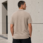 Стилна мъжка текстурирана поло тениска - Shirt9 lifestyle back