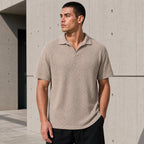Стилна мъжка текстурирана поло тениска - Shirt9 lifestyle front