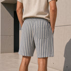 Мъжки къси панталони на райе с връзки - Shortjeans1 lifestyle back