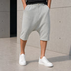 Мъжки къси панталони с ниско дъно в сиво и черно - Shortjeans2 lifestyle front