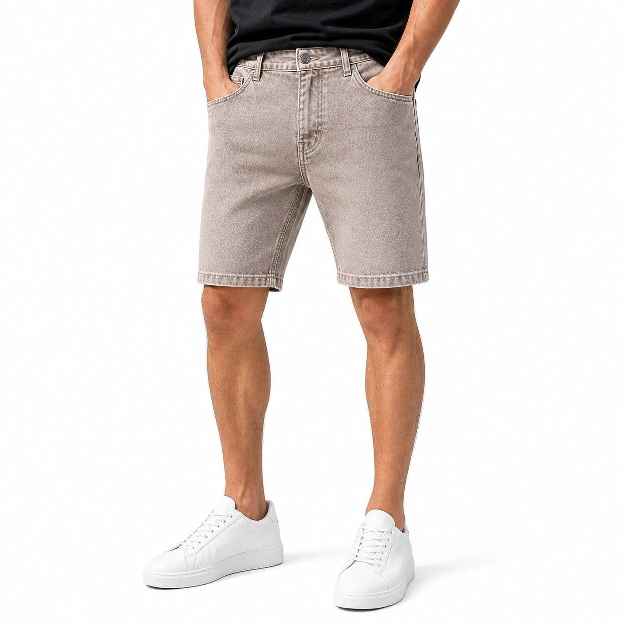 Мъжки светлосиви къси дънки с изчистен дизайн - Shortjeans4 studio