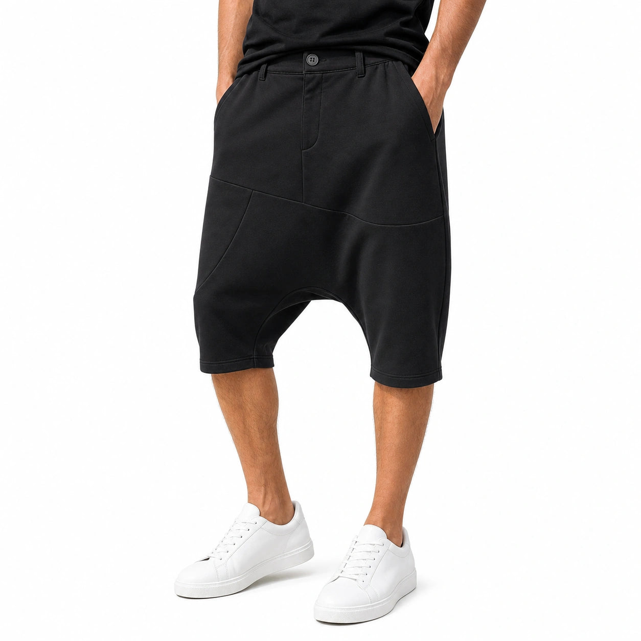 Мъжки къси панталони с ниско дъно в сиво и черно - Shortjeans5 studio