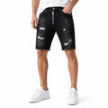 Черни мъжки къси дънки с цип и арт ефект - Shortjeans7 studio