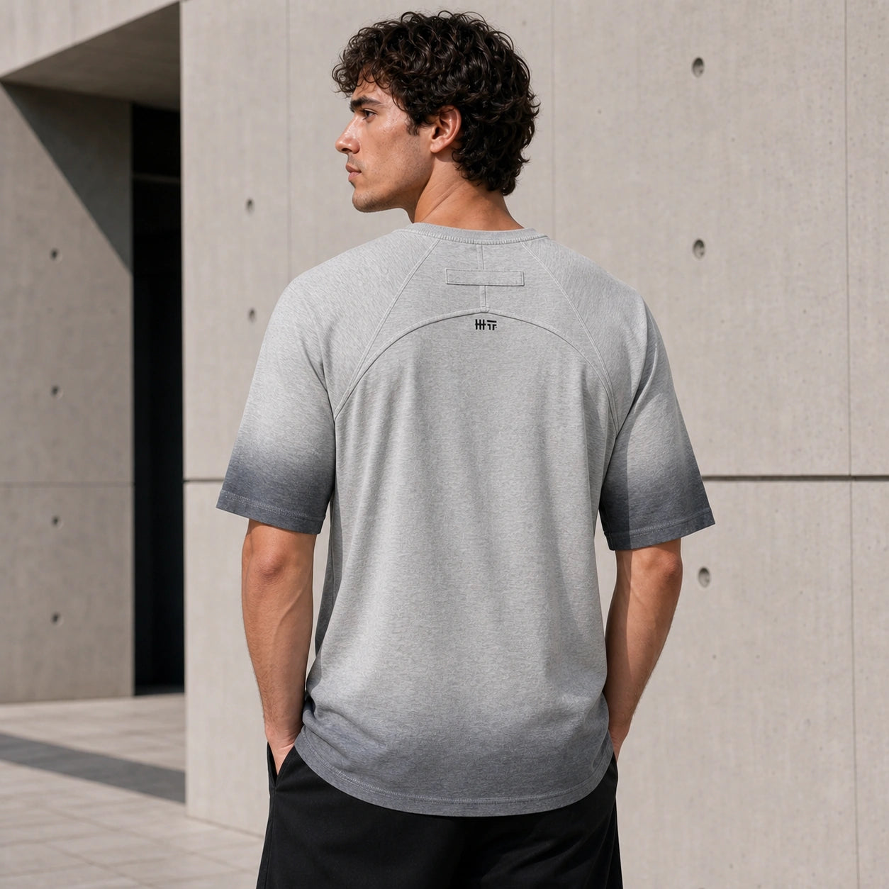Светлосива мъжка тениска с надпис отпред - T Shirt20 lifestyle back