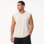 Стилен кремав мъжки потник без ръкави - Tanktop1 studio